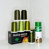 Набор для вышивки Гинко/Gingko 5000м Полиэстер(6шт) № 7 "Олива"+Пятновыводитель Gingko 450 мл